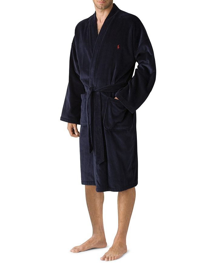 Shop Polo Ralph Lauren Men's Kimono Cotton Velour Robe In Navy