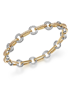 Diamond Circle Link Bracelet in 14K Yellow and White Gold, 1.35 ct. t.w.