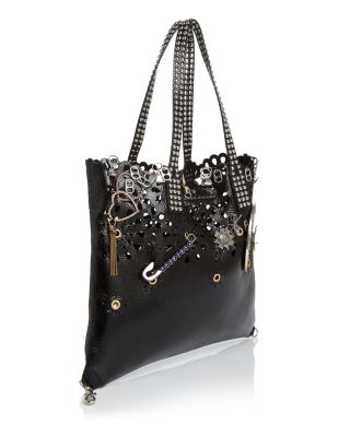 MARC JACOBS Wingman Laser Cut Embellished Patent Leather Tote