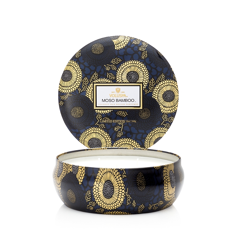 Voluspa Moso Bamboo 3-wick Candle In Black