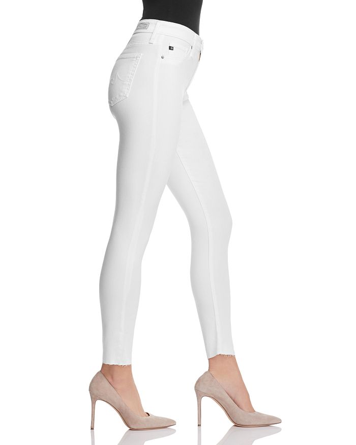 Shop Ag Farrah High Rise Raw Hem Ankle Skinny Jeans In White