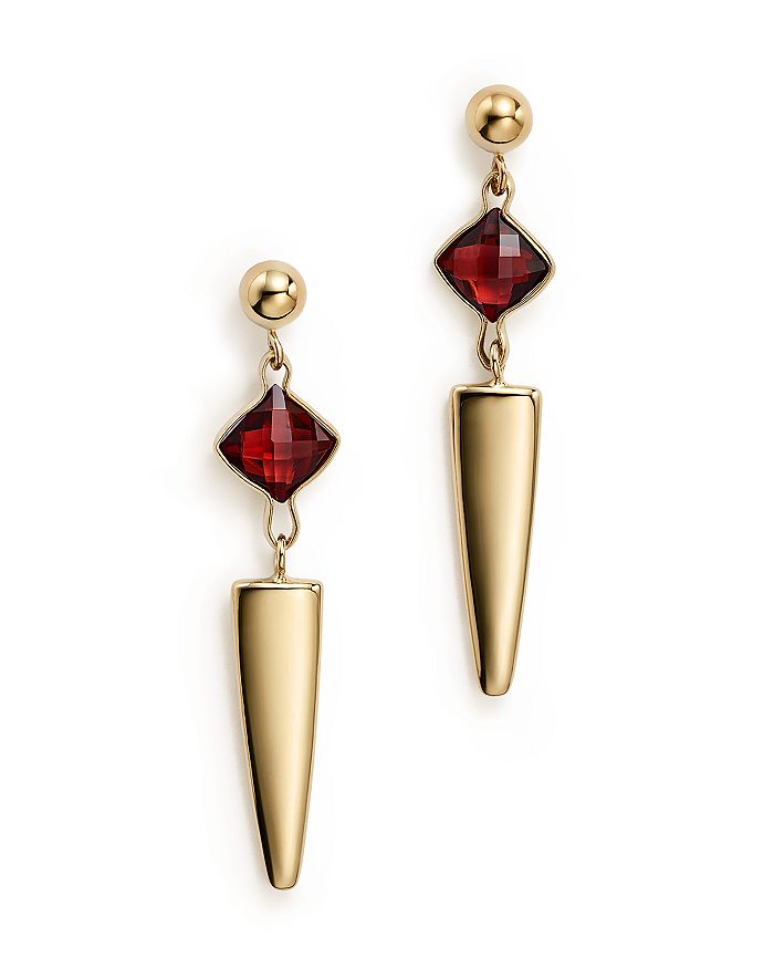 Bloomingdale's Garnet Dagger Drop Earrings In 14k Yellow Gold - 100% Exclusive In Red/gold