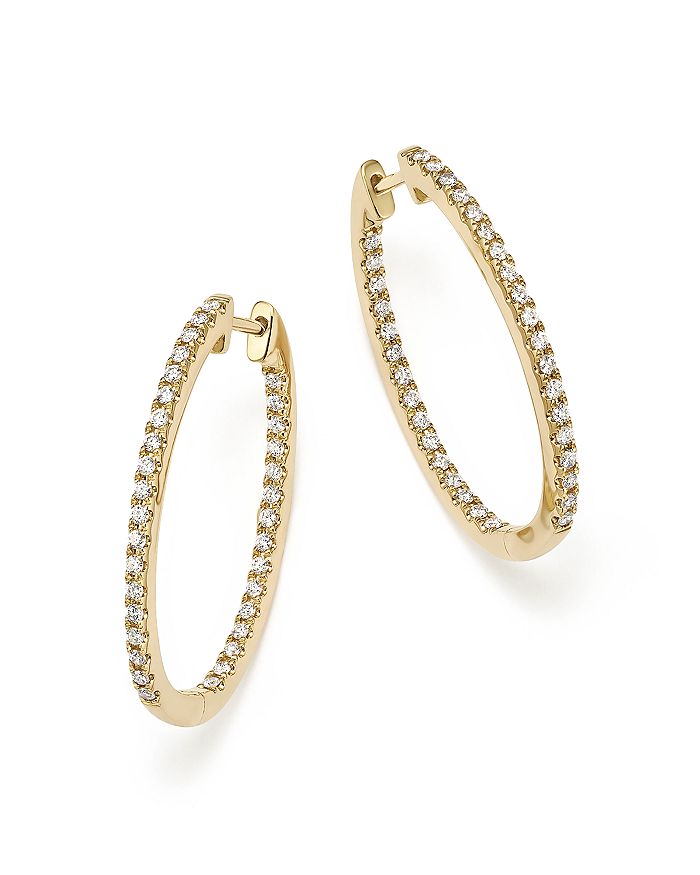 Bloomingdale's Diamond Oval Hoops In 14k Yellow Gold,.60 Ct. T.w. - 100% Exclusive In White/gold