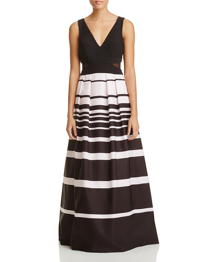 AQUA Mesh Inset Stripe Gown - 100% Exclusive | Bloomingdale's