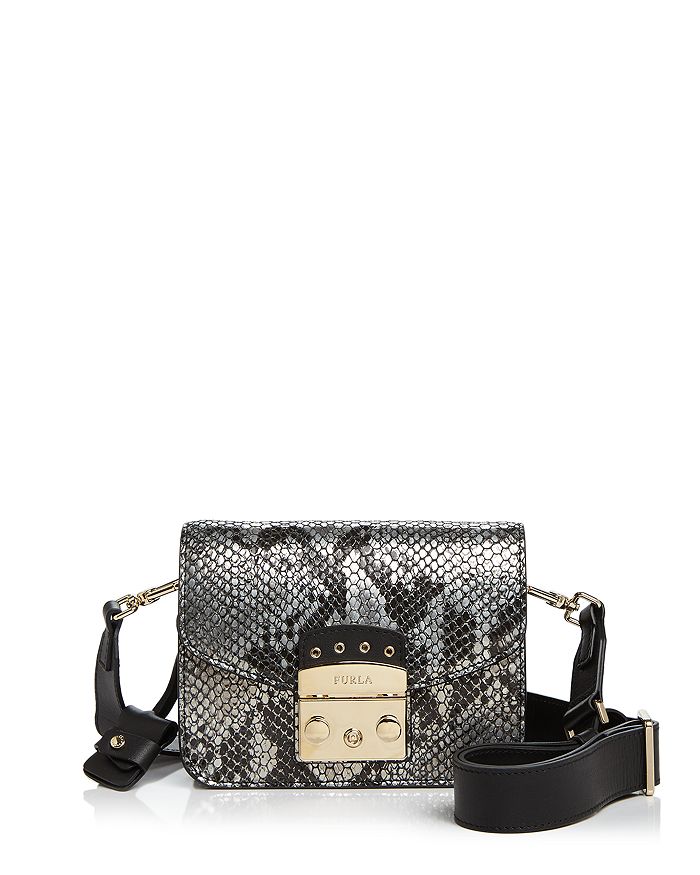 Furla Metropolis Mini Snake Embossed Leather Crossbody