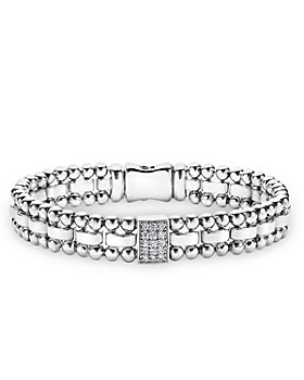 LAGOS - Sterling Silver Caviar Spark Diamond Rectangle Link Bracelet
