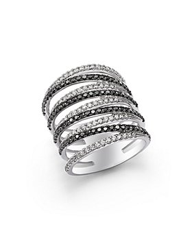 Bloomingdale's - Black and White Diamond Micro Pavé Ring in 14K White Gold - 100% Exclusive