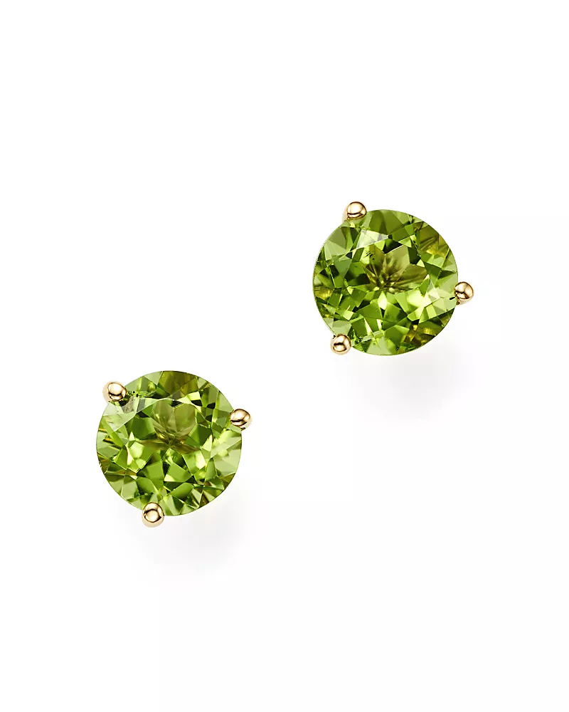 Peridot Stud Earrings in 14K Yellow Gold