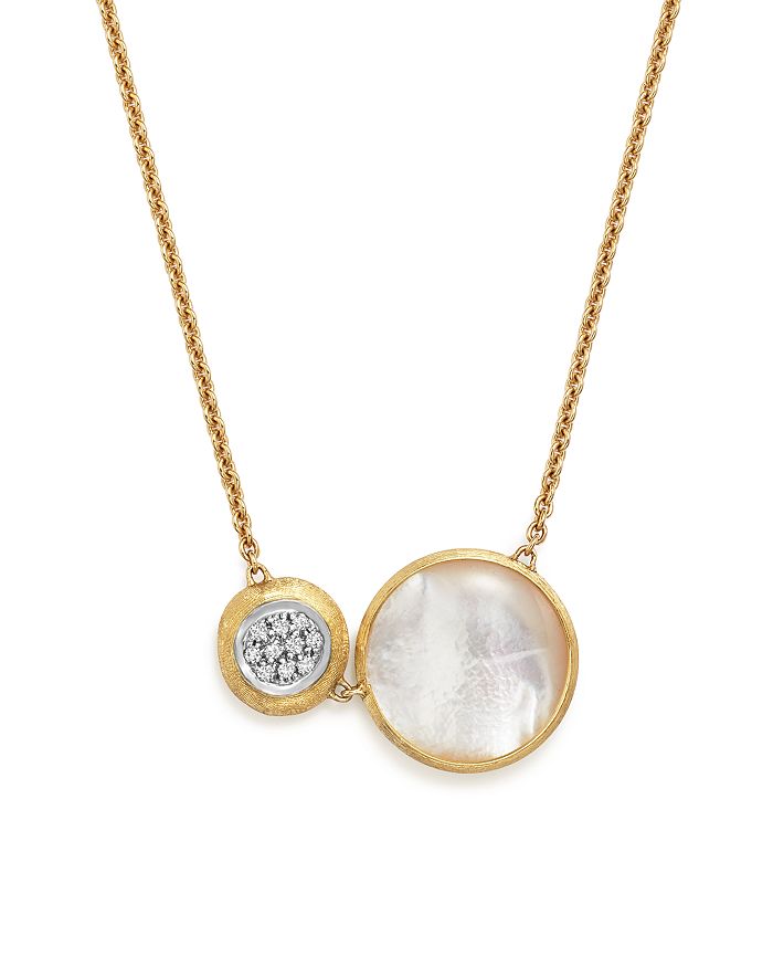 MARCO BICEGO 18K WHITE AND YELLOW GOLD JAIPUR PENDANT NECKLACE WITH MOTHER-OF-PEARL AND DIAMONDS, 16,CB2172-B-MPW-YW