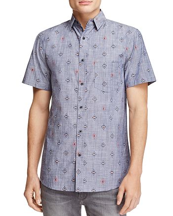Sovereign Code Chambray Geo Print Regular Fit Button-Down Shirt ...
