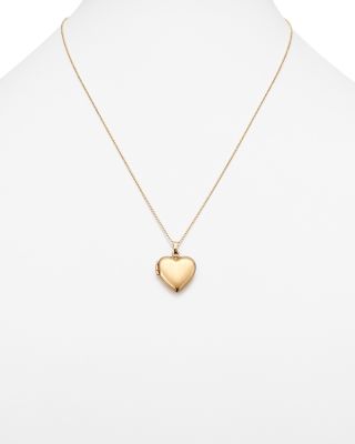 14K Yellow Gold Heart Locket Necklace, 22" 