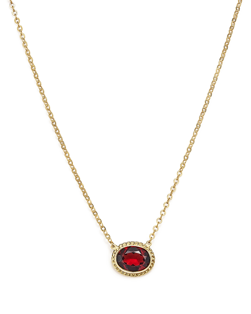 Garnet Bezel Pendant Necklace in 14K Yellow Gold, 18