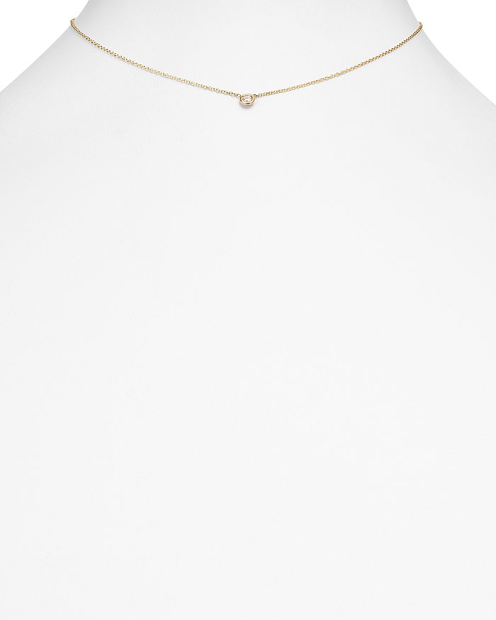 Shop Zoë Chicco 14k Yellow Gold Choker With Diamond Pendant, 14 In White/gold