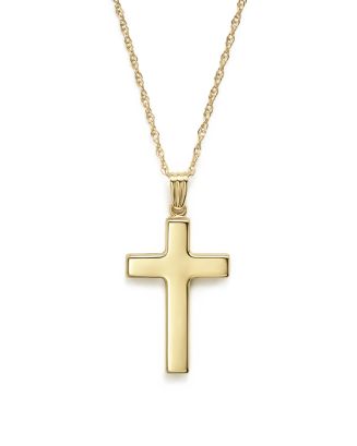 Bloomingdale's Fine Collection 14K Yellow Gold Polished Cross Necklace ...