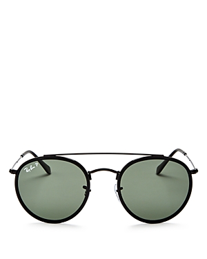 Ray-Ban Polarized Brow Bar Round Sunglasses, 51mm