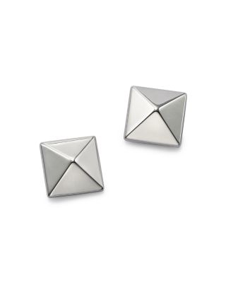 Pyramid Post Earrings in 14K White Gold 