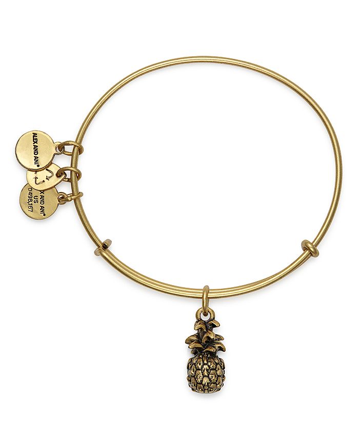 Alex And Ani Pineapple Expandable Wire Bangle In Gold