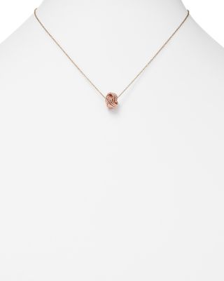 14K Rose Gold Twisted Love Knot Necklace, 18" 