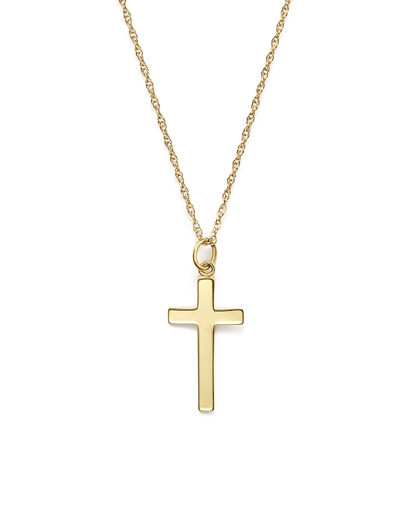 14K Yellow Gold Cross Necklace, 18