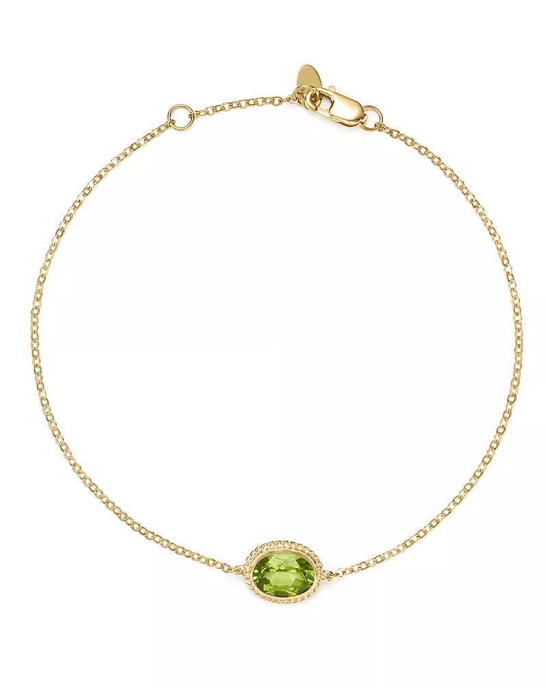 Peridot Oval Bracelet in 14K Yellow Gold