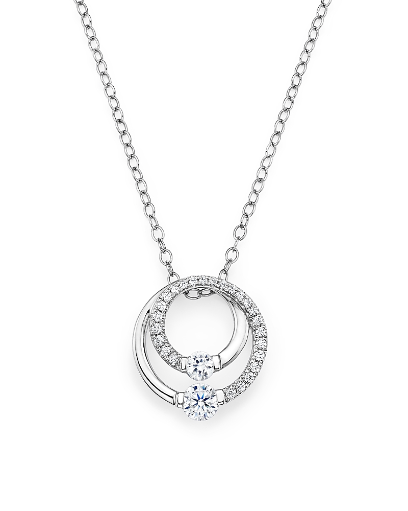 Diamond Circle Pendant Necklace in 14K White Gold, .30 tcw