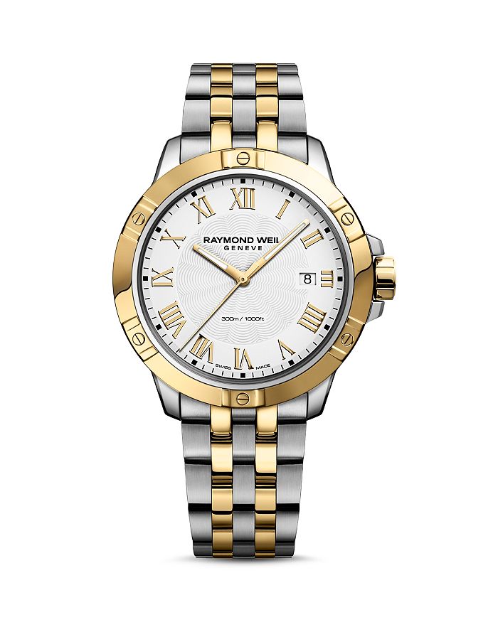 Shop Raymond Weil Tango Two Tone Watch, 41mm In White/gold