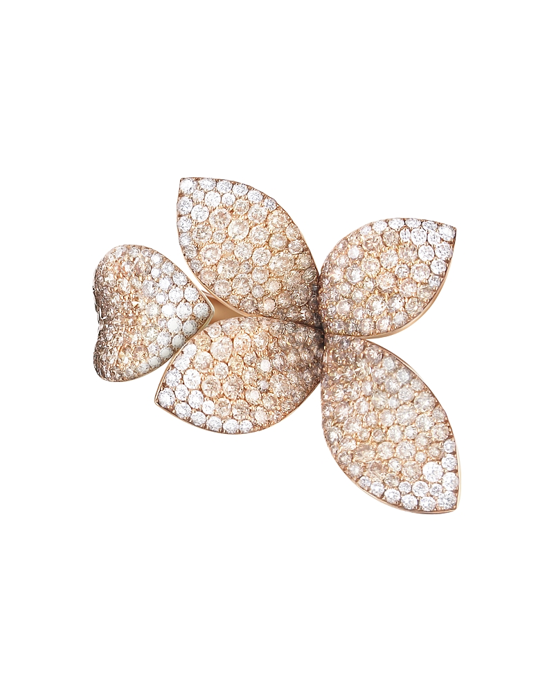 Pasquale Bruni Secret Garden 18k Rose Gold Two-tone Diamond Ring Size 5.5 In White/rose