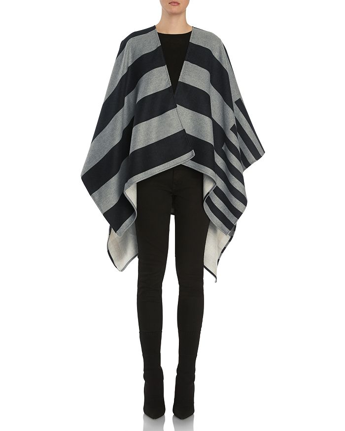 Burberry Reversible Stripe & Check Poncho | Bloomingdale's