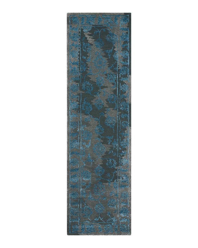 Nourison Opaline Opa12 Rug, 2'3 X 8' In Charcoal/blue