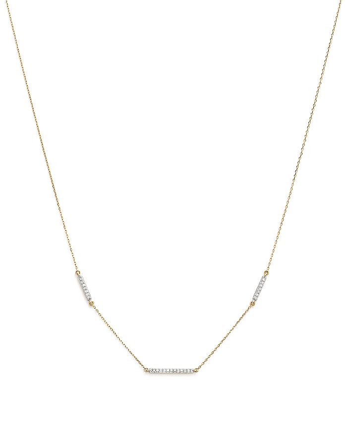 Adina Reyter 14k Yellow Gold Triple Pave Diamond Bar Choker Necklace, 13.5 In White/gold