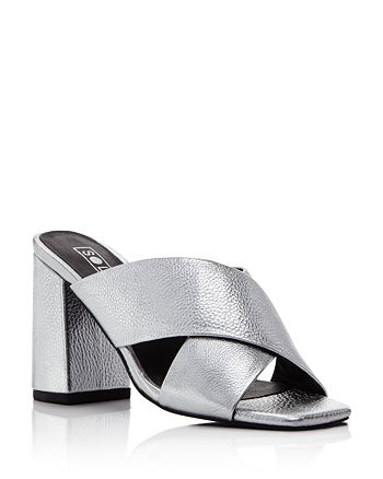 Sol Sana - Women's Ginny Metallic Leather High-Heel Slide Sandals