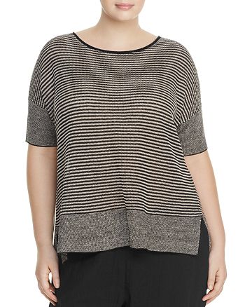 Eileen Fisher Plus Mixed Knit Stripe Sweater | Bloomingdale's