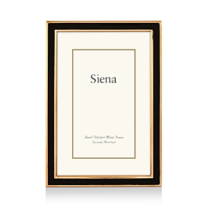 Siena Wide Enamel With Gold Frame, 4 X 6 In Black