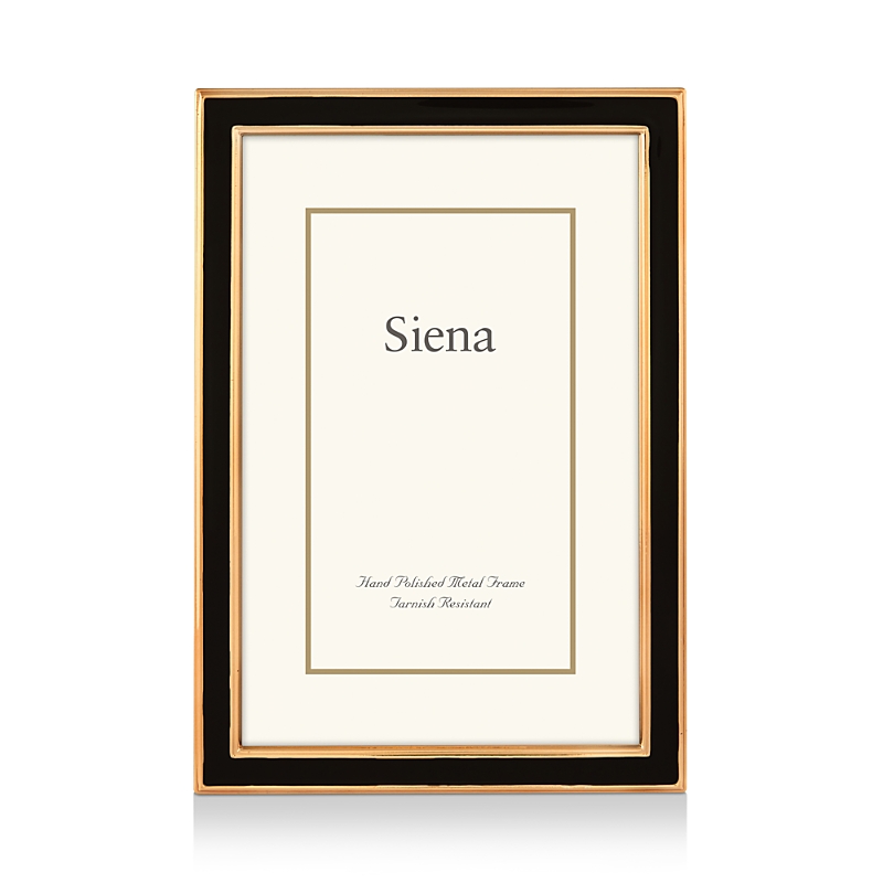 Siena Wide Enamel With Gold Frame, 4 X 6 In Black