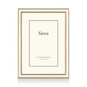 Siena Wide Enamel With Gold Frame, 4 X 6 In White