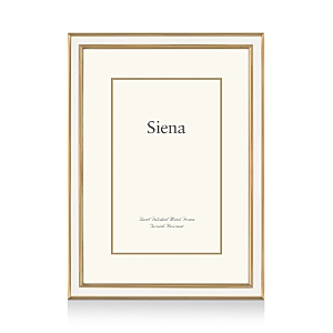 Siena Wide Enamel With Gold Frame, 5 X 7 In White
