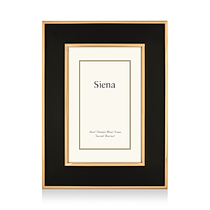 Siena Wide Enamel With Gold Frame, 5 X 7 In Black