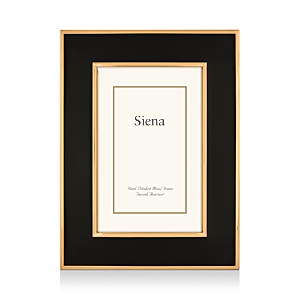 Siena Wide Enamel With Gold Frame, 5 X 7 In Black