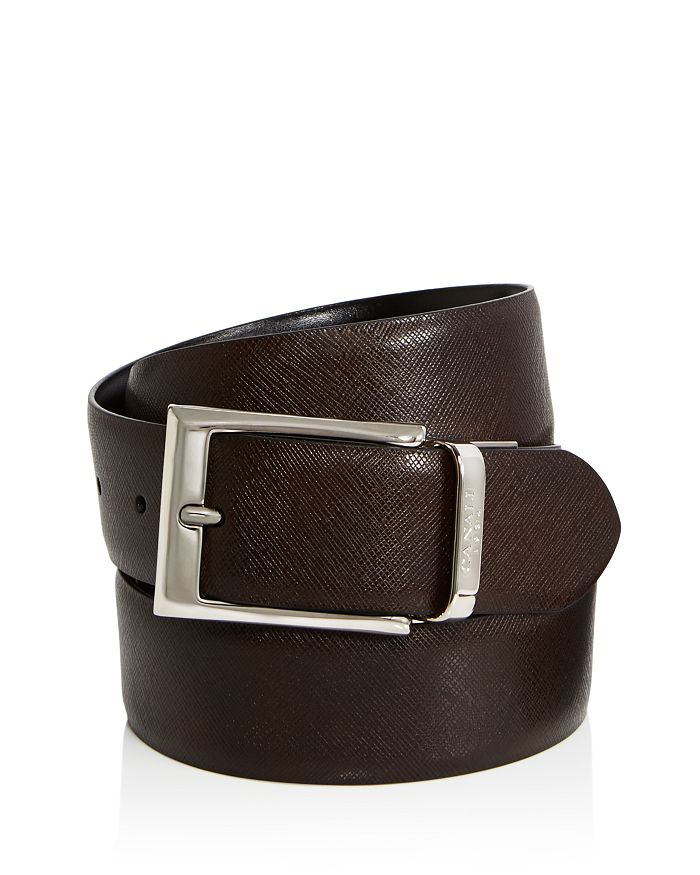 Shop Canali Men's Reversible Leather Belt In Black/brown