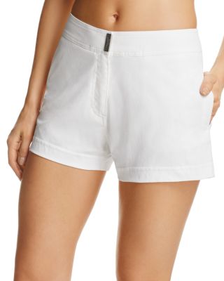 white swim cover up shorts