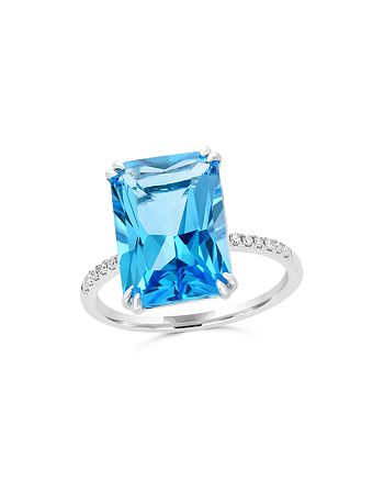 Bloomingdale's - Blue Topaz and Diamond Statement Ring in 14K White Gold - 100% Exclusive