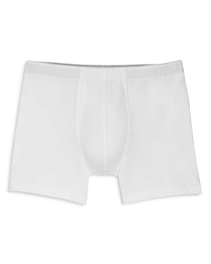 Shop Hanro Cotton Superior Long-leg Boxer Briefs In White