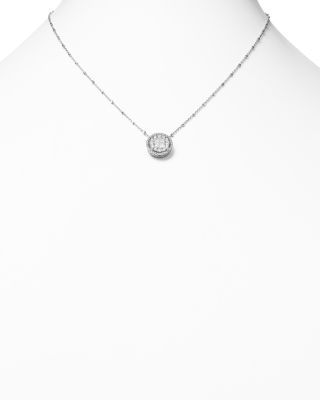 Round and Princess-Cut Diamond Cluster Pendant Satellite Necklace in 14K White Gold, 1.0 tcw  