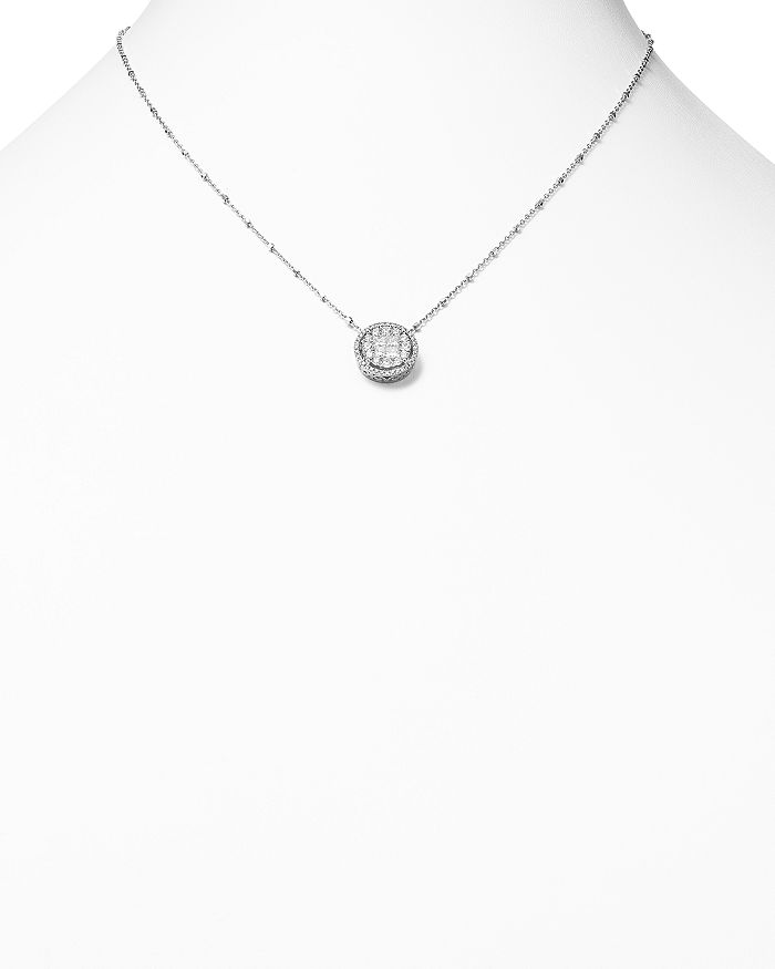 Shop Bloomingdale's Round And Princess-cut Diamond Cluster Pendant Satellite Necklace In 14k White Gold, 1.0 Ct. T.w. - 