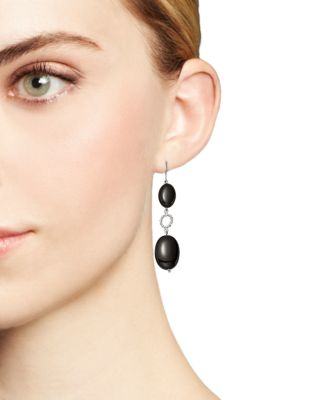 Sterling Silver Double Onyx Drop Earrings 
