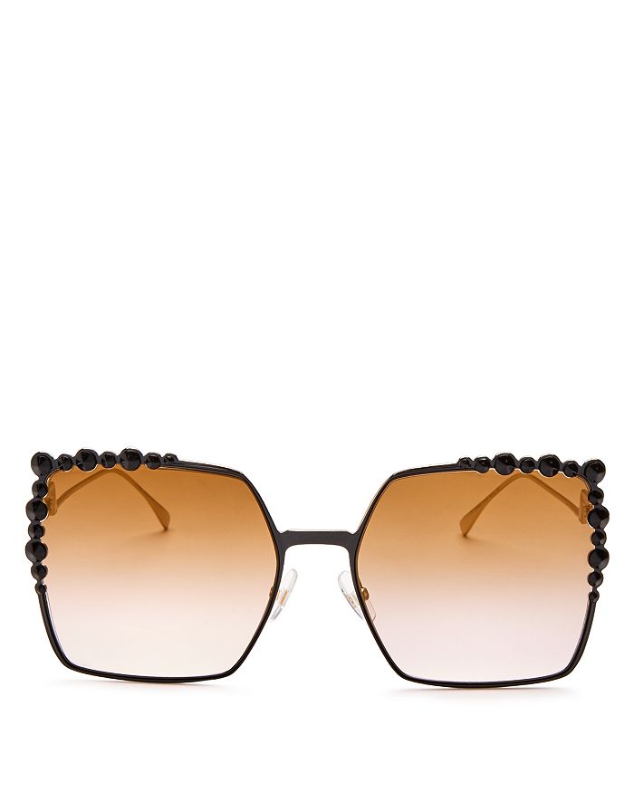 FENDI Women's Embellished Oversized Square Sunglasses, 60mm,FF0259S