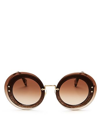 Miu Miu - Women's Combo Round Glitter Sunglasses, 64mm