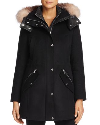 Andrew Marc Brynn Fox Fur Trim Coat | Bloomingdale's