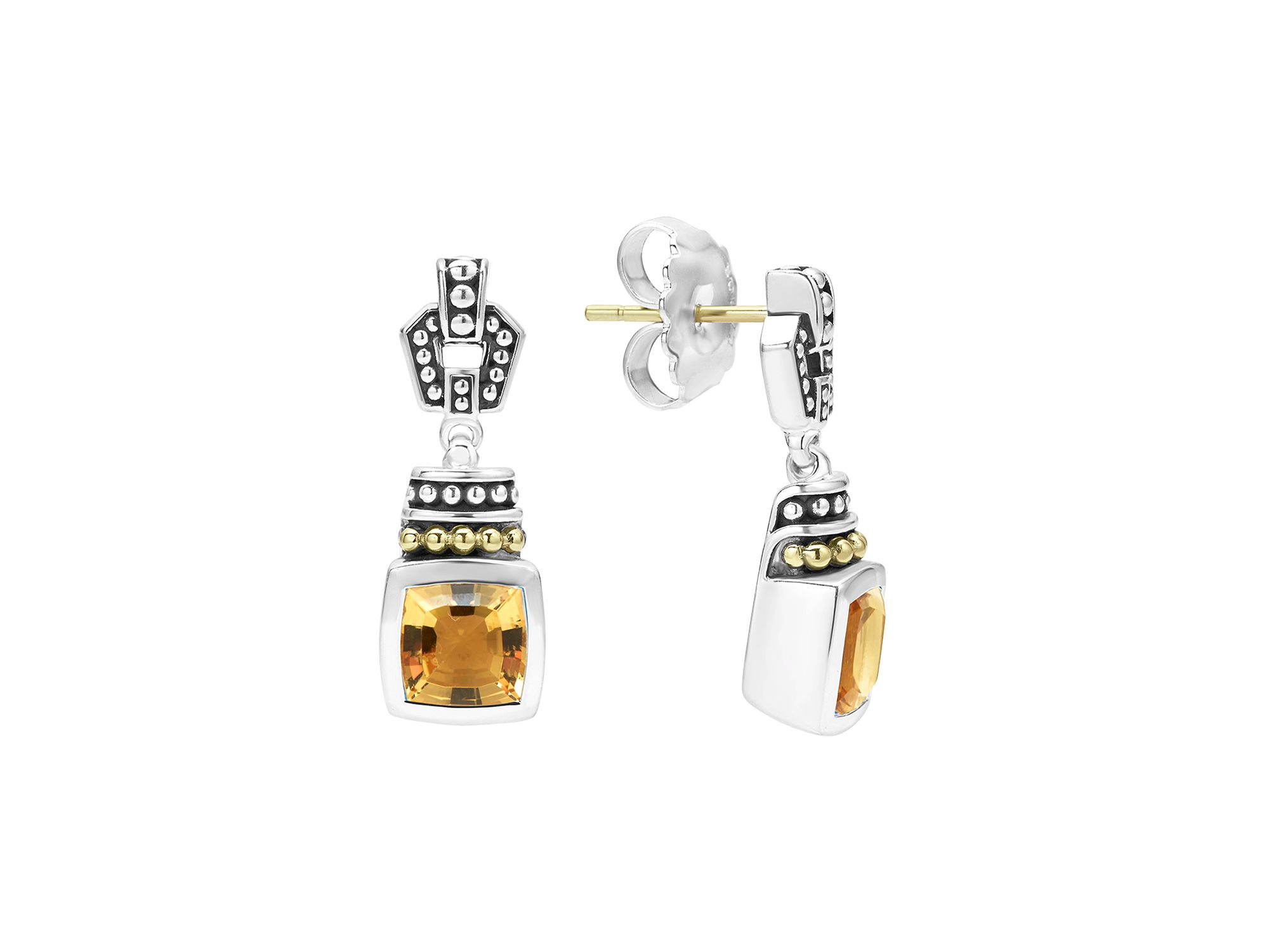 18K Gold & Sterling Silver Rittenhouse Citrine Drop Earrings - Image 1
