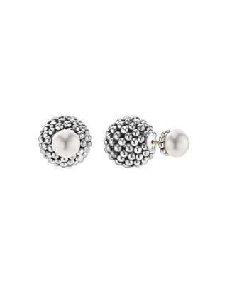 LAGOS - Sterling Silver Signature Caviar Cultured Freshwater Pearl Front-Back Earrings